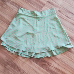 Mint green skirt with Orange leaf detail